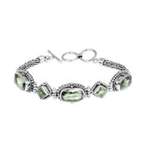 SB-1897-GAM Sterling Silver Bracelet With Green Amethyst Q. Jewelry Bali Designs Inc